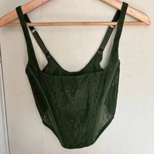Out From Under Urban Outfitters Lovestruck Lace Corset Top Green Small